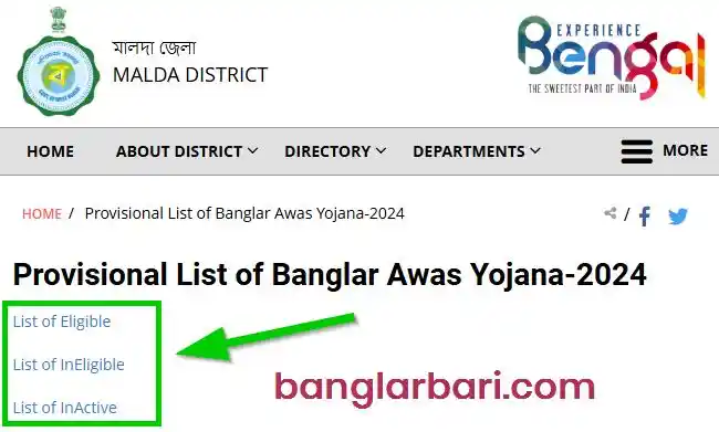 Malda Banglar Bari List Announcements 2026