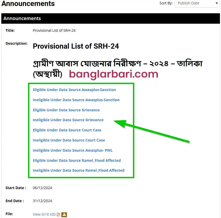 Paschim Medinipur Banglar Bari List Announcements 2026
